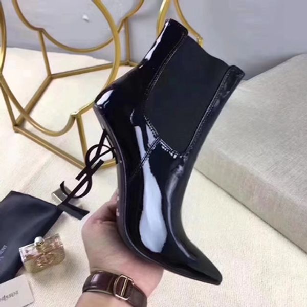 

Winter new leather fa hion pointed patent leather wild black high heel martin boot women 039 fa hion boot brand women 039 hoe
