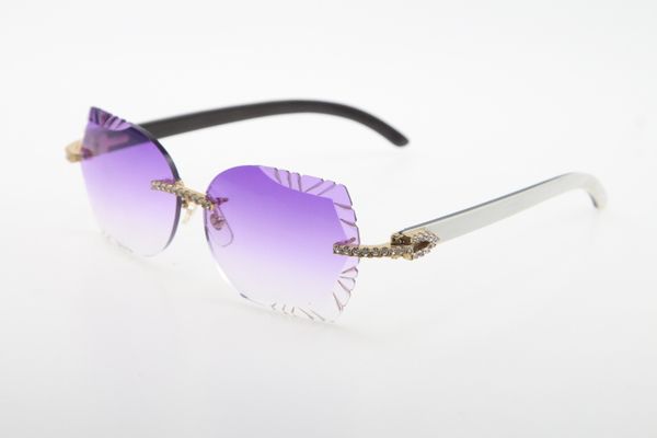

factory wholesale big stones rimless 3524012 original black mix white buffalo horn sunglasses sun glasses sunglasses, White;black