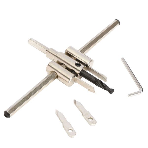 

new aluminum alloy 40mm-200mm adjustable circle hole cutter set with wood metal hole saw drill bit tools for woodworking