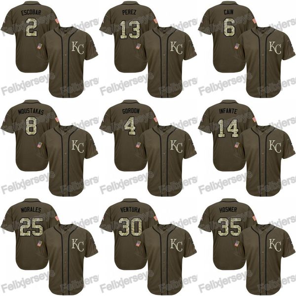 

Kansas City 2 Alcides Escobar 4 Alex Gordon 30 Yordano Ventura 14 Omar Infante Royals Custom Baseball Jersey
