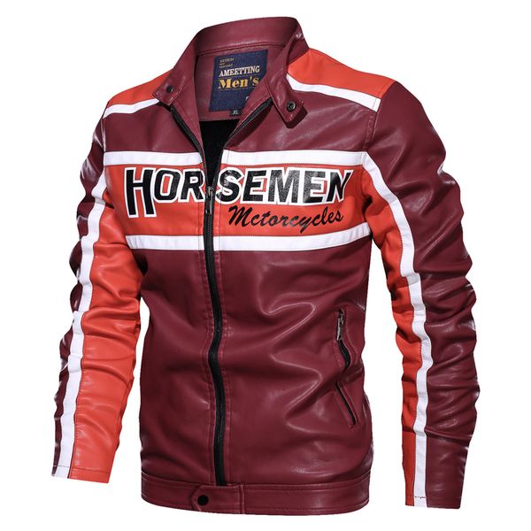 

men jacket causal vintage leather motorcycle jacket coat men outfit fashion biker zipper pocket design pu leather new, Black;brown