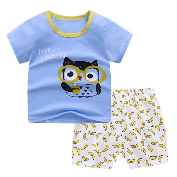 

minimalist baby clothes suit toddler child baby boys girls short sleeve cartoon shirt+pants outfits set clothes for babies, White