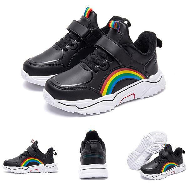 

2019 new whole sale children shoes resistant winter velvet sports shoes leather waterproof black sports sneakers size 27-35 ing