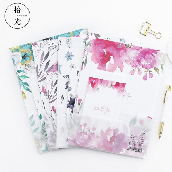 

9pcs/set 3 envelopes + 6 writting paper creative various flowers series envelope for gift korean stationery