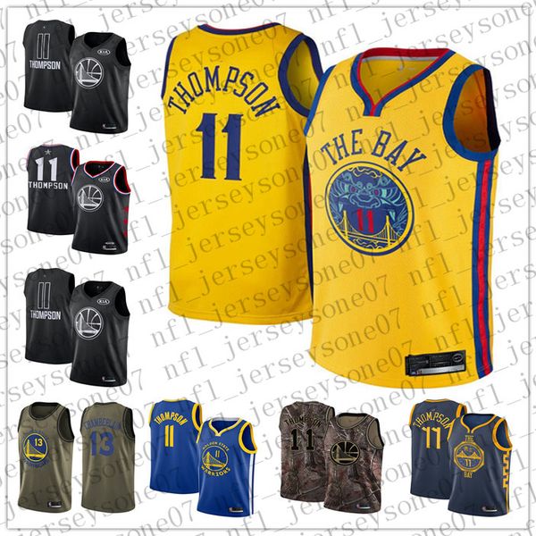 

custom mens golden state warriors 11 klay thompson 13 wilt chamberlain black throwback basketball edition nba jersey