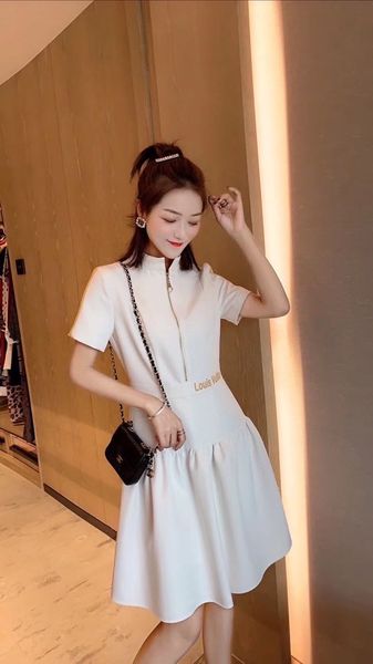 

romantic runway design vintage dresses women french fashion 2020 spring high street letters print a-line mini black / white patchwork dress