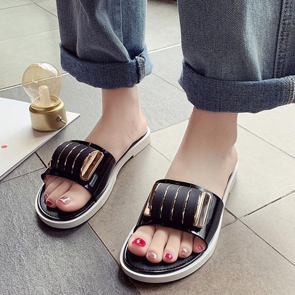 

roman slides women summer slippers beach shoes ladies non-slip flat sandals women flip flops open toe outdoor slippers, Black