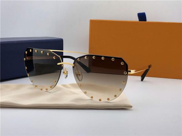 

new fashion designer sunglasses 0984 frameless irregular frame with rivets popular avant-garde style uv400 protection eyewear, White;black