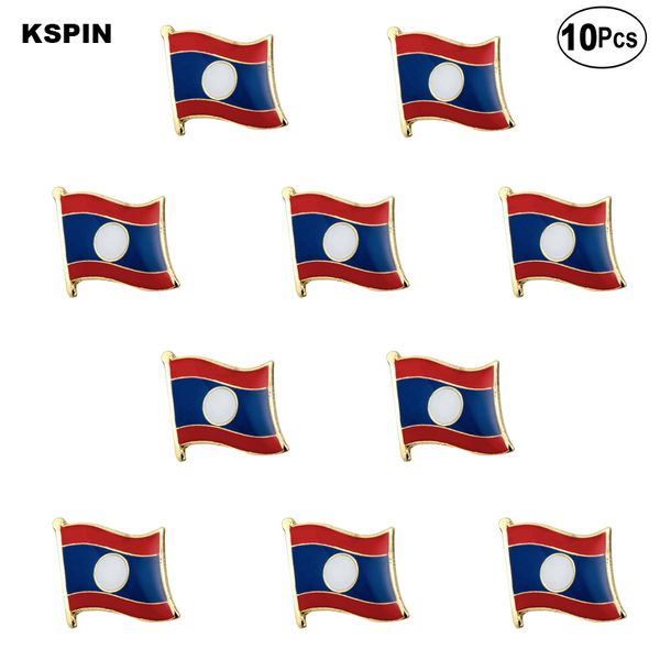 

laos flag lapel pin flag badge brooch pins badges 10pcs a lot, Gray