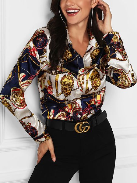 

fashion floral women spring printed lapel luxury blouses neck autumn new shirt shirts sleeved designer long atafd