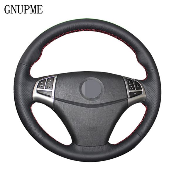 

gnupme black artificial leather hand-stitched car steering wheel cover for ssangyong korando 2011-2014 interio accessories parts