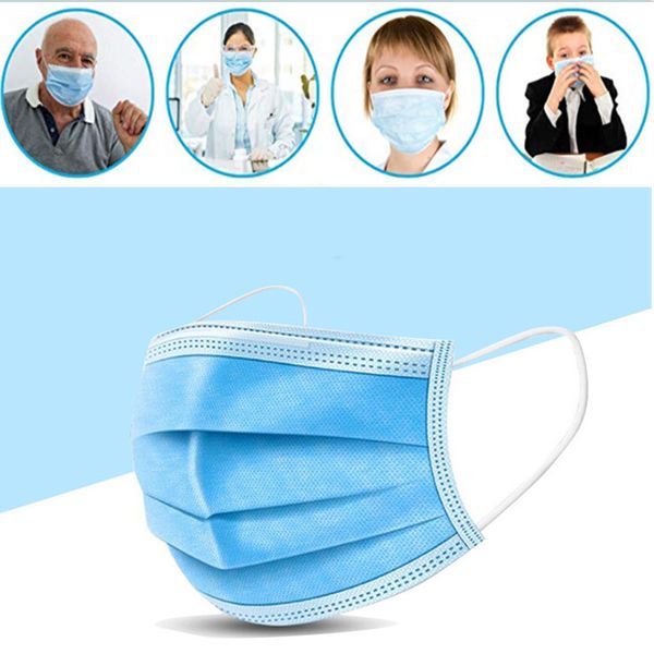 

50шт 2 цвета одноразовая маска для лица 3 слоя ушной петли пыли рот маски крышка 3-слойный нетканый одноразовый респиратор мягкая дышащая на