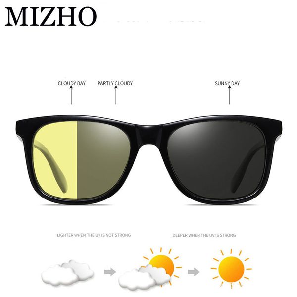 

mizho 2020 new all-weather snow light pchromic sunglasses men polarized night vision glasses driver for women eyewar, White;black