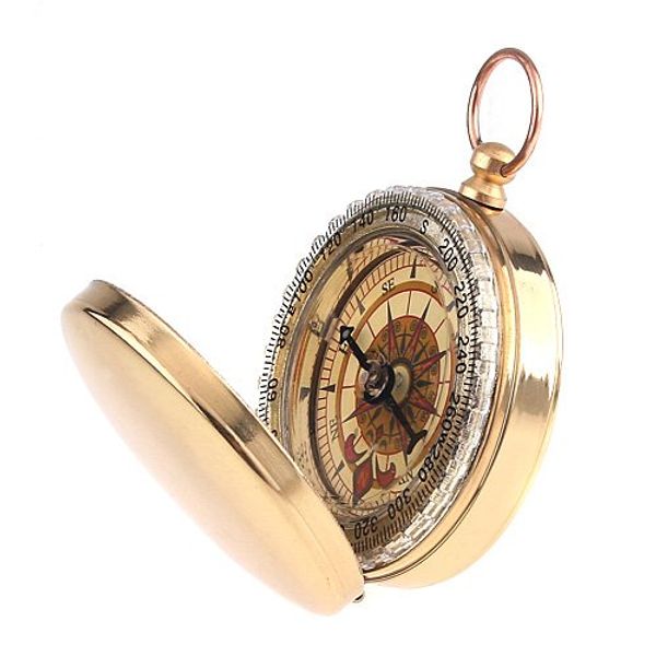 

1pcs classic pocket watch style antique camp compass pocket compass fishing, camping, hiking, hunting, brass color