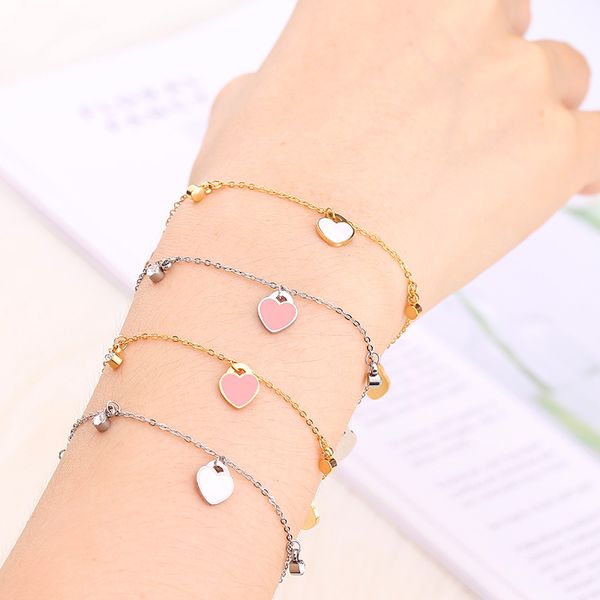 

mwm stainless steel heart braclets for women chain link fashion bracelets woman 2019 gold silver initial adjustable jewelry, Golden;silver