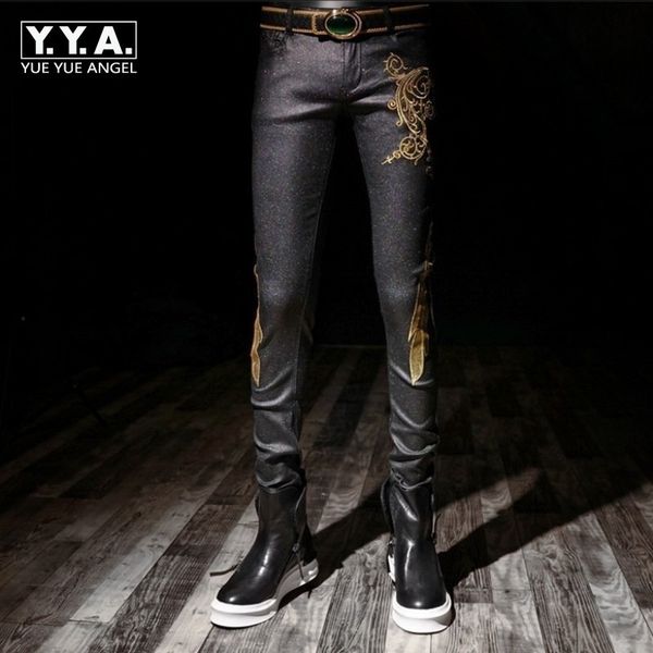 

brand mens trousers fashion solid cotton embroidery male casual pants streetwear slim fit elastic pants plus size, Black