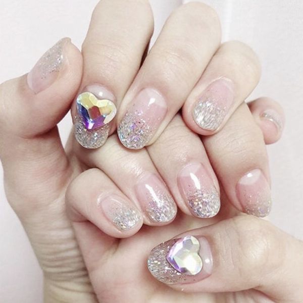 

269-aixin gemstone wearing nail products bride's nail patches, Red;gold