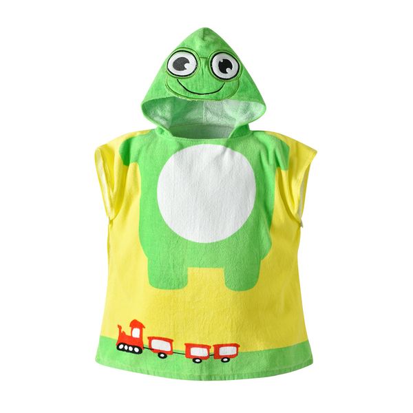 

19 years old children's bathrobe baby green frog cotton hooded hooded cloak cloak baby bath towel
