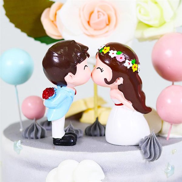 

other festive & party supplies 1 pair wedding cake er resin ornament kiss couple doll creative decoration