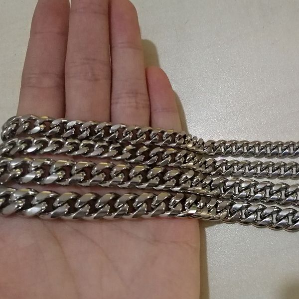 

neck heavy gold chain for men big long necklaces male gold color hiphop stainless steel cuban chain necklace 2019 collares, Silver