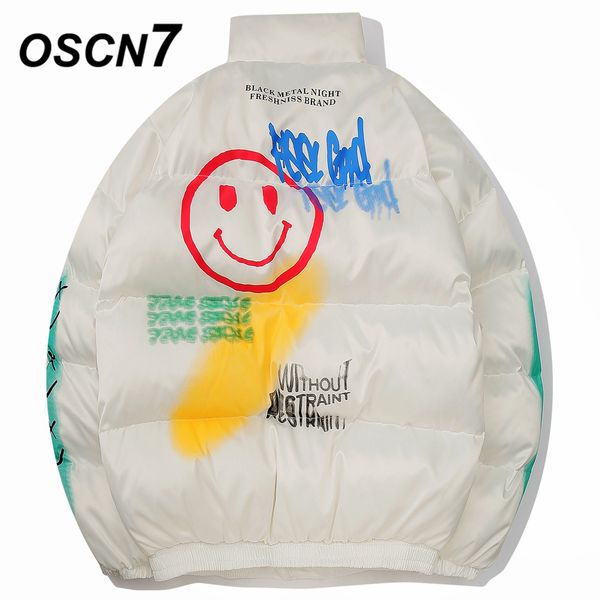 

oscn7 casual funny cartoon oversize padded jackets men 2019 new japanese streetwear loose casual women jackets coat 309, Black