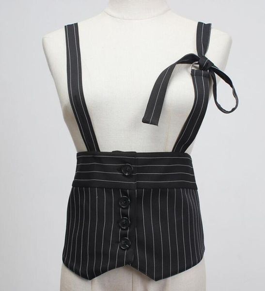 

women's runway fashion black stripe fabric cummerbunds female dress corsets waistband belts decoration wide belt r1209, Black;brown