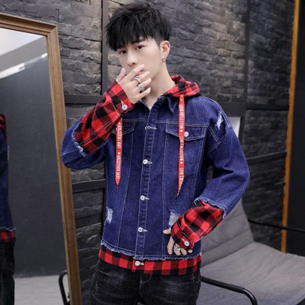 

mens designer jackets mens brand denim jacket youth casual solid color coat boys hole style 2020 sale, Black;brown