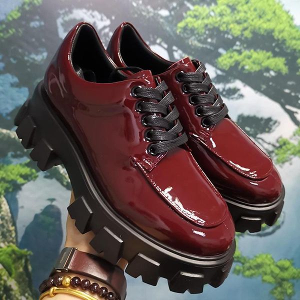 

new super fire net red with the same paragraph leather patent leather thick bottom increased women's shoes fashion trend casual shoes
