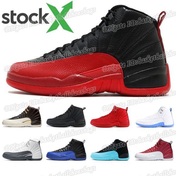 

basketball 2020 jumpman men shoes 12 12s game royal flu game dark grey triple black white france blue mens athletic sports sneakers bsb