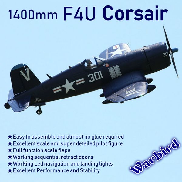 

fms 1400mm 1.4m f4u corsir blue 6ch with flaps retracts pnp rc airplane gaint warbird radio remote control model plane aircraft