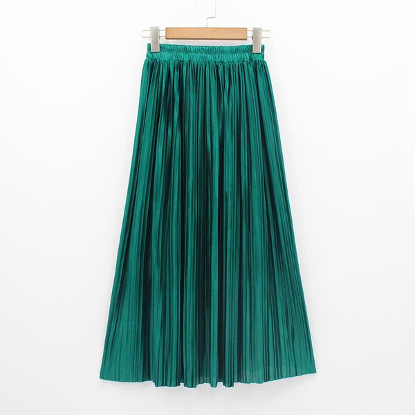 

2018 new women fashion long skirts high waist pleated maxi skirt bling metallic silk tutu skirt, Black