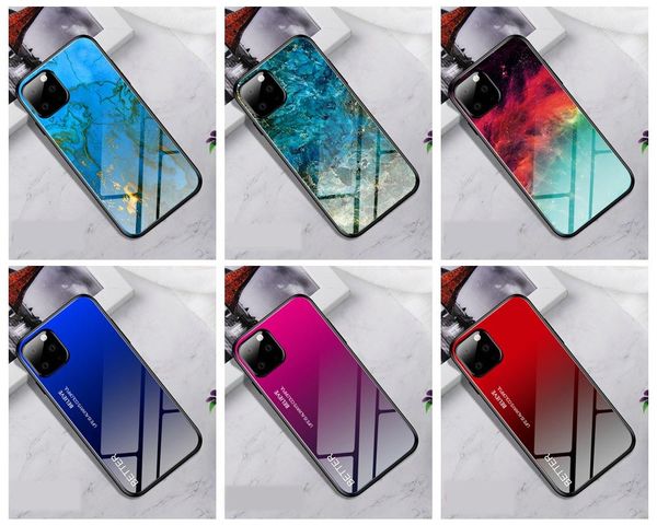 

marble real tempered glass hard case for iphone 11 pro xs max xr x 8 7 6 plus soft tpu side gradient dual hybrid bicolor luxury phone cover