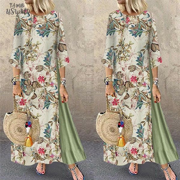 

womens maxi beach dress 2020 summer half sleeve casual boho kaftan tunic gypsy ethnic style floral print plus size dresses s 5xl, Black;gray