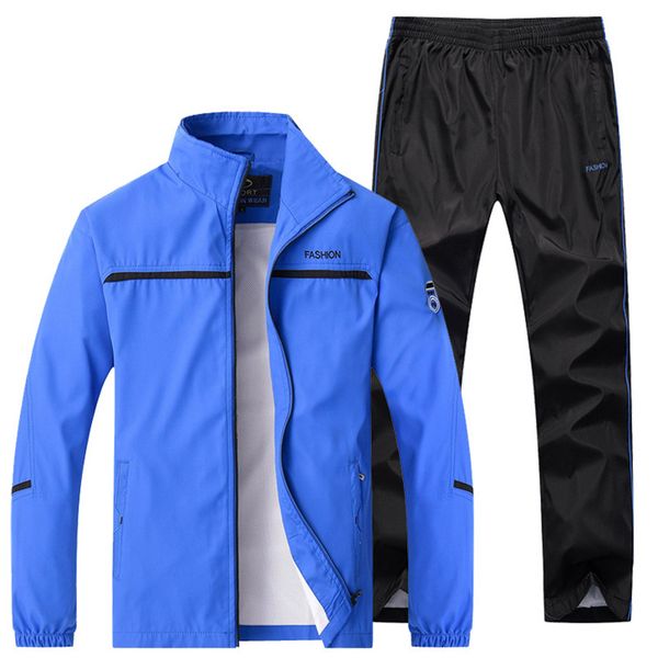 

running sets 2021 men suits plus size casual mens sports quick dry tracksuit sport blue jogging, Black;blue