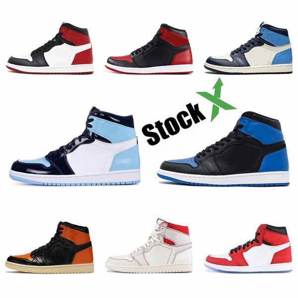 

new basketball shoes jumpman 1 1s og high pine green black court purple royal bred toe nc obsidian unc game designer sneakers trainers #780