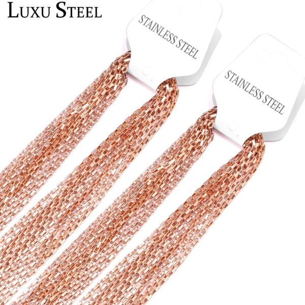 

luxusteel 10pcs lots bulk sale chain necklaces black rose gold color width 2mm stainless steel lobster clasp necklaces collar, Silver