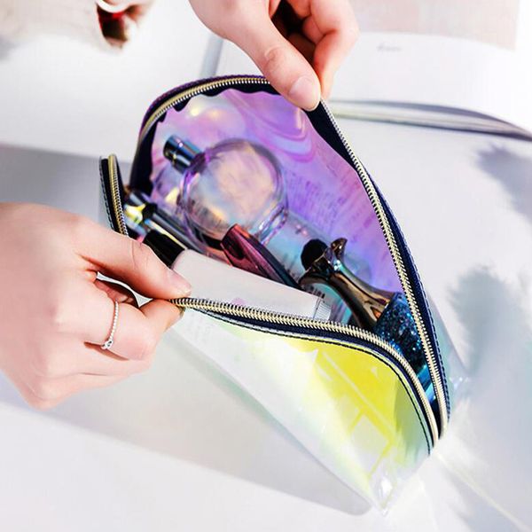 

fashion female jelly bag pvc transparent beauty for women 2020 laser make up pouch lady makeup travel organizer bag cosmetic