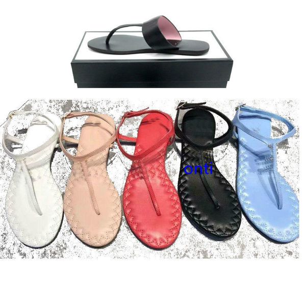 

2019 thong sandals mix models leather pearl strappy luxury women fashion women heel luxury designer sandals lady slipper with size 36-45, Black