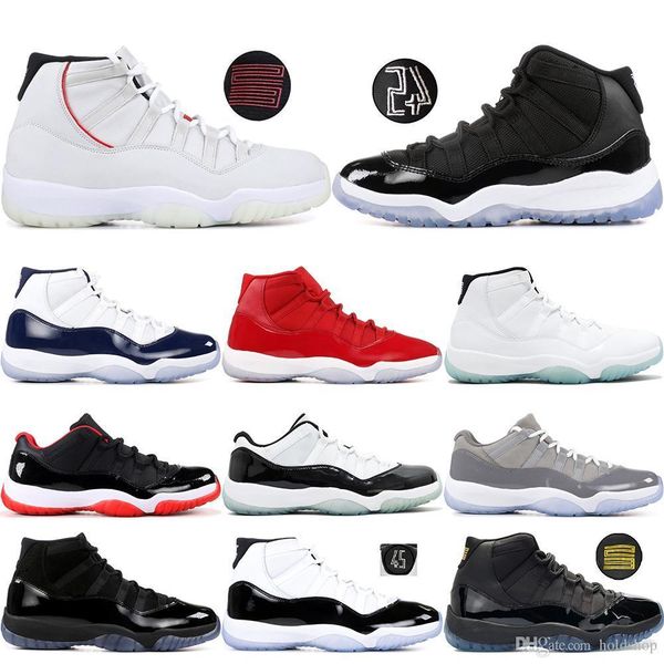 

basketball 11 shoes gym red platinum tint prom night concord 45 space jam 11s bred men cap and gown sneakers us 5.5-13