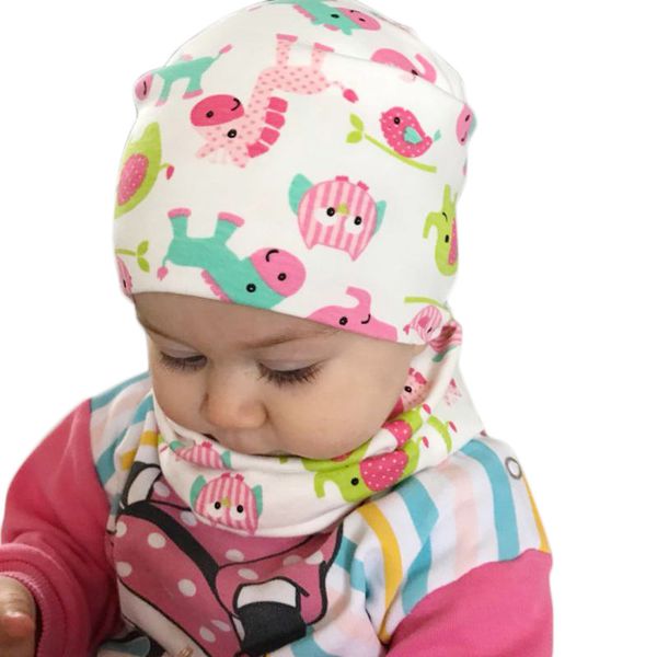 

cotton baby hat set star love print warm cap with scarf newborn hats children scarves collar boys beanie kids caps for girls, Yellow