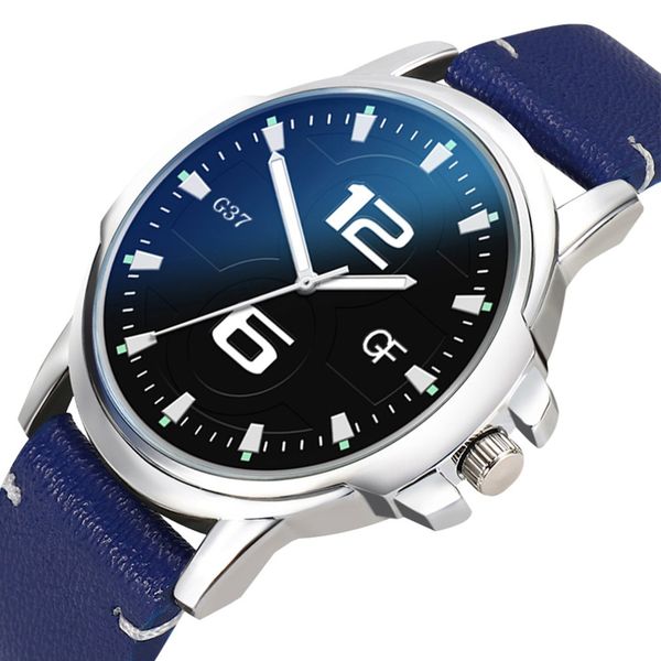 

g37/g38 men round dial wrist watches mens watches brand business fashion quartz men's watch gift for men businessman, Slivery;brown