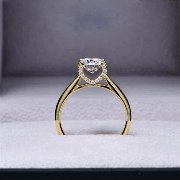 

18k moissanite diamond rings for women yellow gold rose gold ring 6.5mm 8mm 9mm vvs1 d color 750au customizable ring, Golden;silver