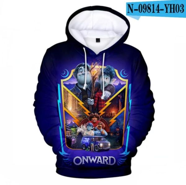 

new movie onward 3d printed hoodie men women hoodies fashion cartoon long sleeve boys/girls hip hop coats and children clothes, Black