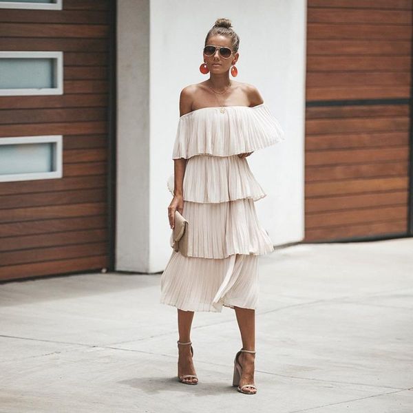 

2019 summer women slash neck solid dress 2019 chiffon off shoulder a line dresses party night club midi dress streetwear, Black;gray