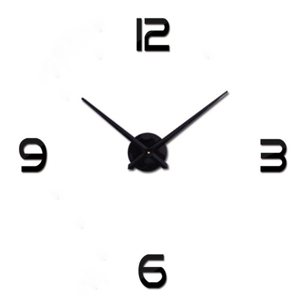 

modern large wall clock diy 3d quartz clock decorative watch for living room kitchen bedroom office frameless decorationblack