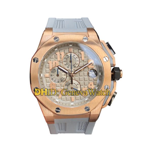 

43mm sport chronograph satch quartz movement mens watches all function working 316l stainless steel case rubber strap luxury watch man, Slivery;brown