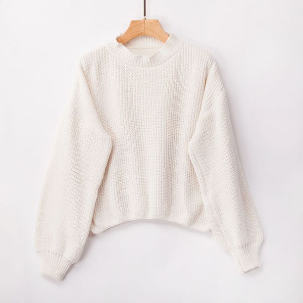 

womans long sleeve bare midriff round neck autumn winter sweater loose pullover gdd99, White;black