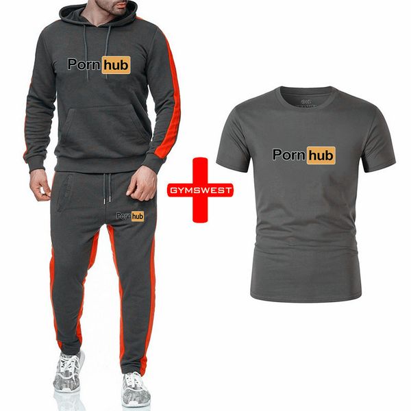 

2020new марка tracksuit мужчин термобелье мужчин спортивная одежда наборы флис толстые балахон + штаны + tshirts спортивный костюм, Gray