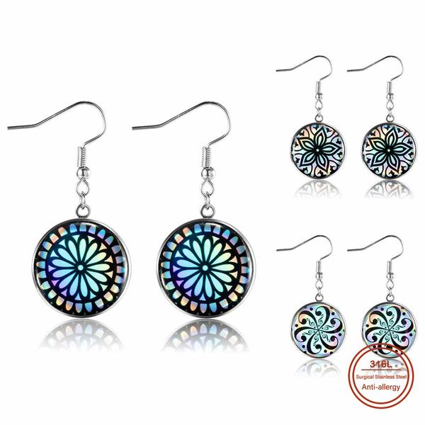 

fashion colorful round geometric drop earring for women brincos vintage drop earring 2019 irregular jewelry, Silver