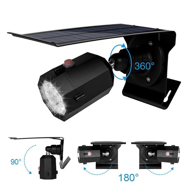 

umlight1688 10 led solar camera light waterproof wall lamp spotlight 3.7v/2600mah solar panel led outdoor lighting 3 modes for garden wall